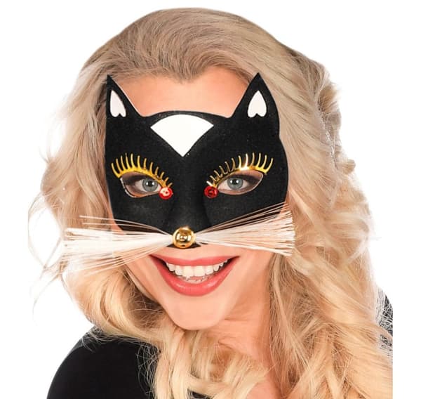 Maske kat sort/guld