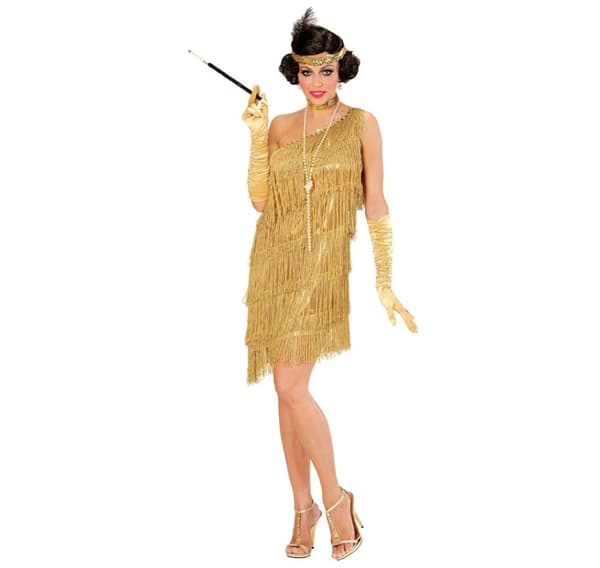 Klänning Flapper gyllene L
