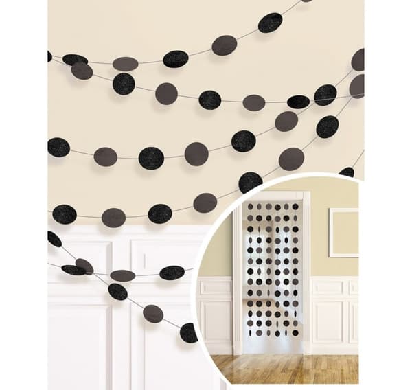 Dekorstreng Glitter Sort, 6 stk x 213 cm