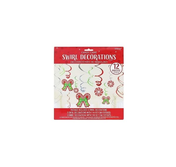 Dekor 'Swirl Candy Cane' 61cm, 12 stk i en pakke