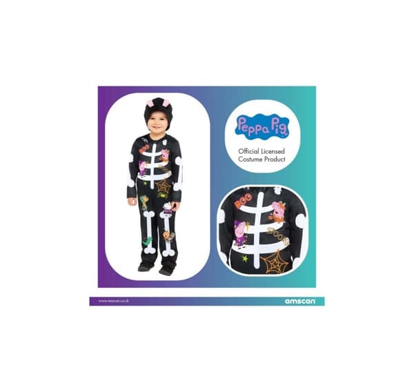 Børnekostume 'Peppa Skeleton' 3-4 år (104 cm)