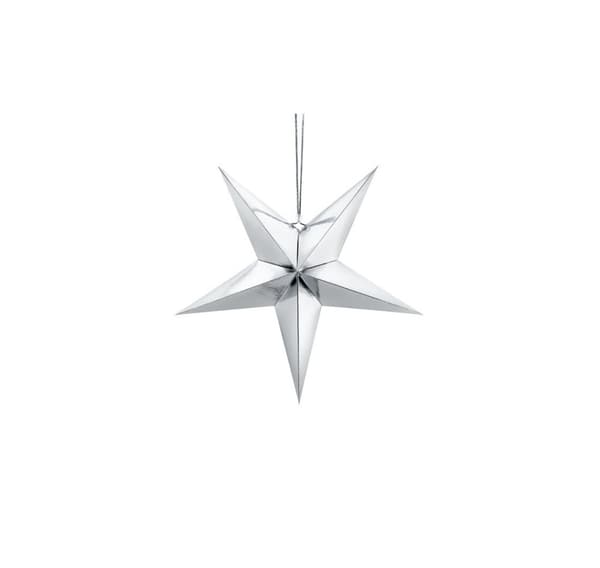 Papper stjärnsilver, 45cm