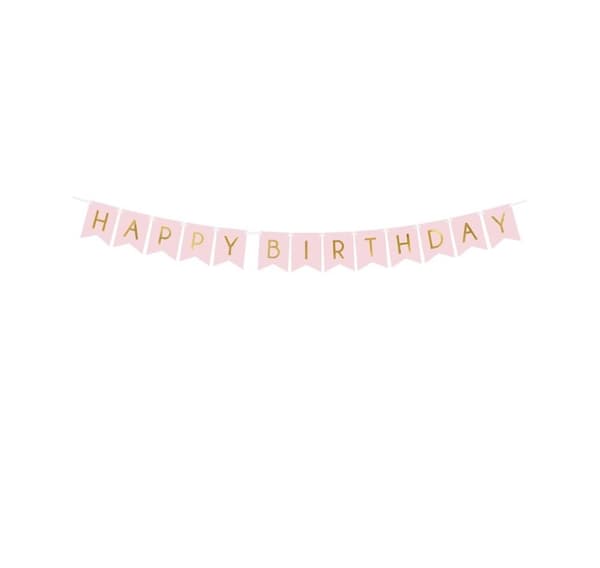 Banner Gratulerer med dagen, lys rosa 15*175cm