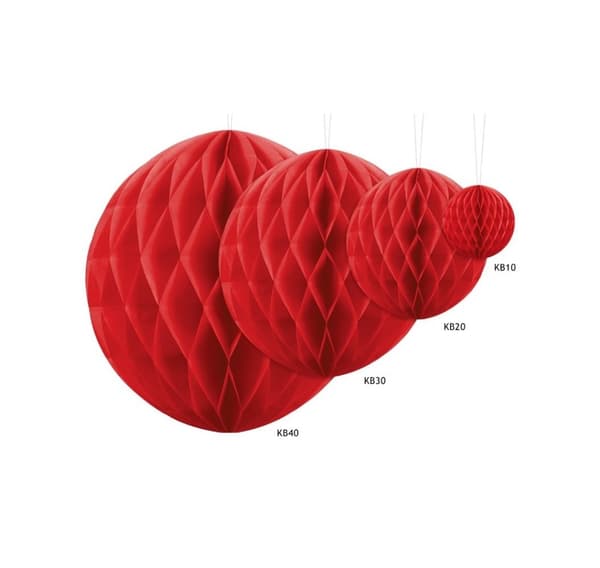 Paperikoristeet 'Hunajakennopallo punainen' 40cm 1kpl