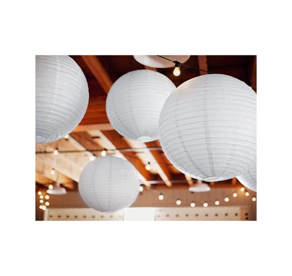 Papirdekor 'Lantern white' 25 cm 1stk