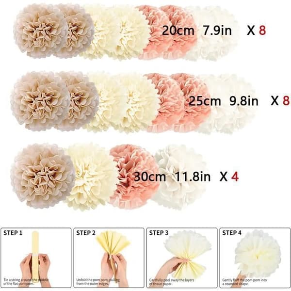 20st hängande papper pom poms silkespapper pom poms, bröllopsfest födelsedagsdekorationer