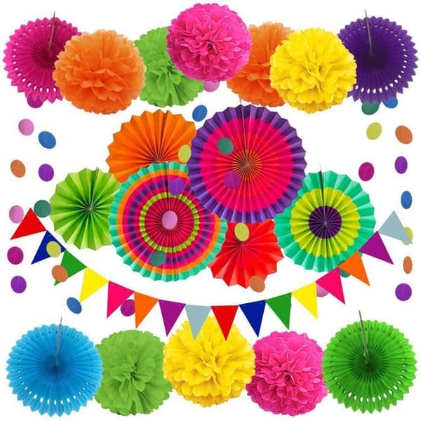 Festdekorationstillbehör 20st flerfärgat papper Pom Pom Blommor Födelsedagsfestdekoration