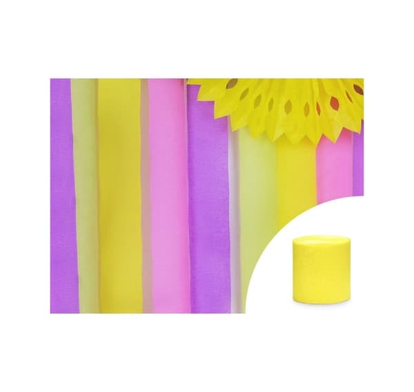Crepe papirtape gul 5cm/10m, 4 stk i en pakke