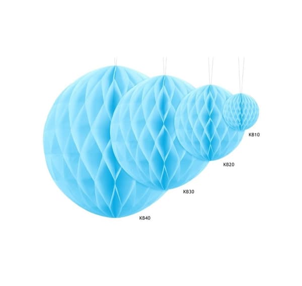 Paperikoristelu 'Hunajakennopallo taivaansininen' 30cm 1kpl