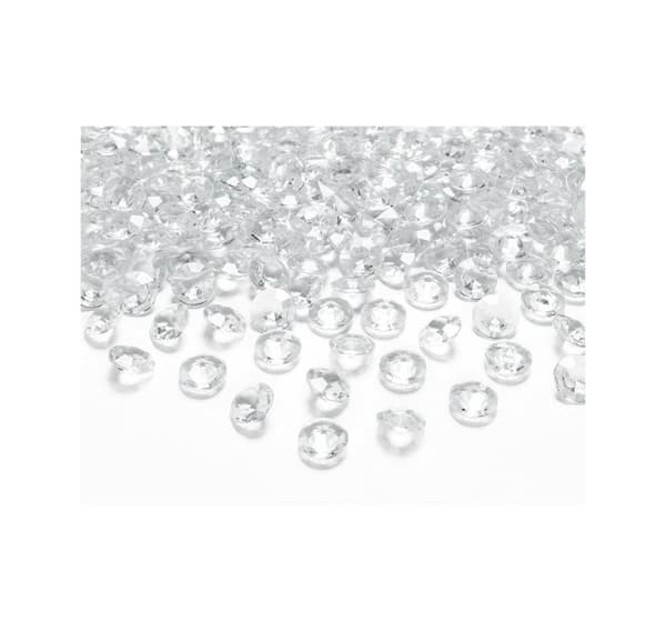 Konfetti 'Diamond farveløs' 12mm, 100 stk i en pakke