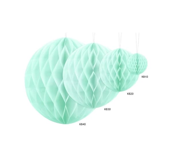 Paperinen koriste 'Hunajakenno pallo light mint' 30cm 1kpl