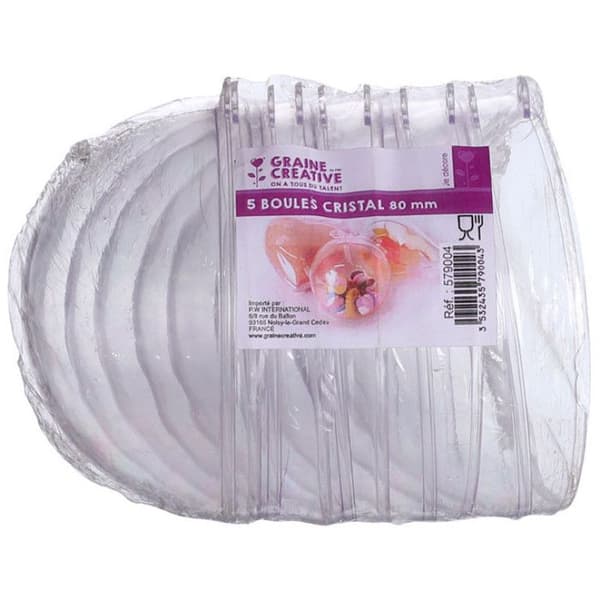 Set med 5 kristallplastkulor 8cm