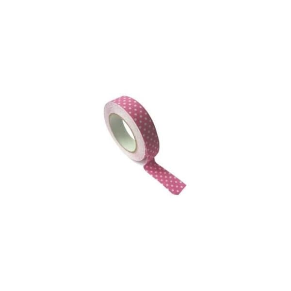 Tejp - PW International - Rosa prickar vit - 5 meter - Tyg - Blandad