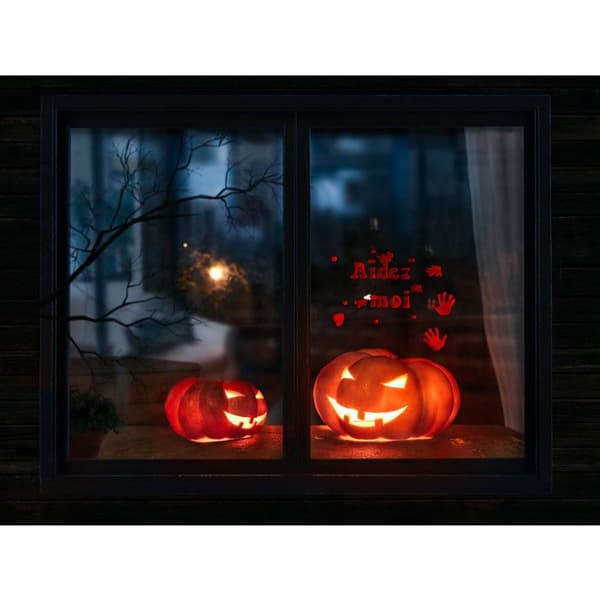 Dekoration Fönster för Halloween Gel vitrostatisk Hjälp mig 12 delar