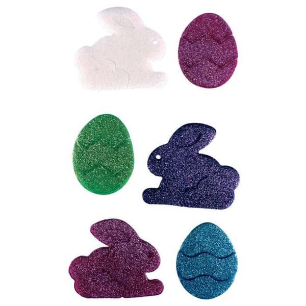 Påskgelly glitter ägg kanin dekoration 6 till 7 cm x 6 st - MegaCrea {färg}