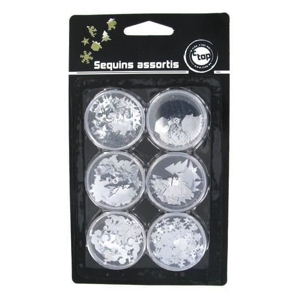 6 lådor med 6 glitterformer - Silver - 1,2 till 1,6 cm