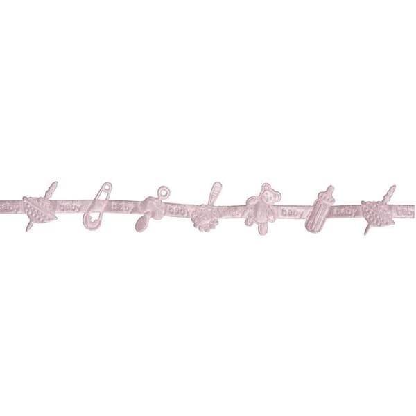 Satinband Mönster födelse Rosa 4 meter