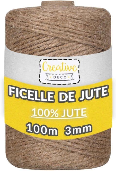 Jutegarn - Creative Deco - 100m - Tjocklek 3 mm - Naturlig - Fleranvändning