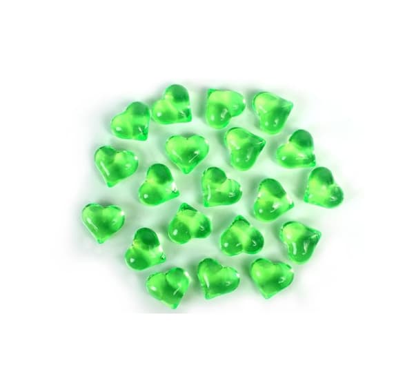 Krystalhjerter lysegrøn 21 mm (30 stk)