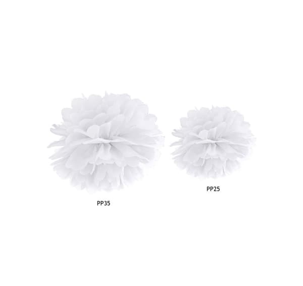 Paperinen koriste 'Fluffy white' 35cm 1kpl