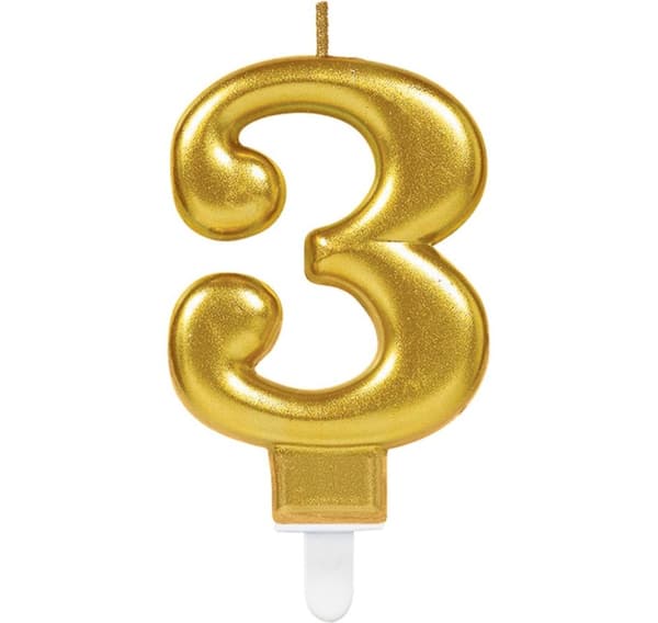 Candle 3 Celebrations gyllene