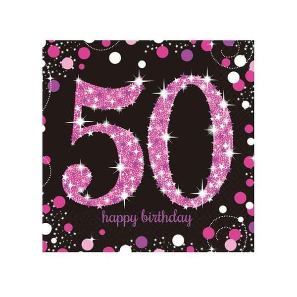 Servetter - Mignon - 50-årsjubileum - Rosa - Svart - Lila