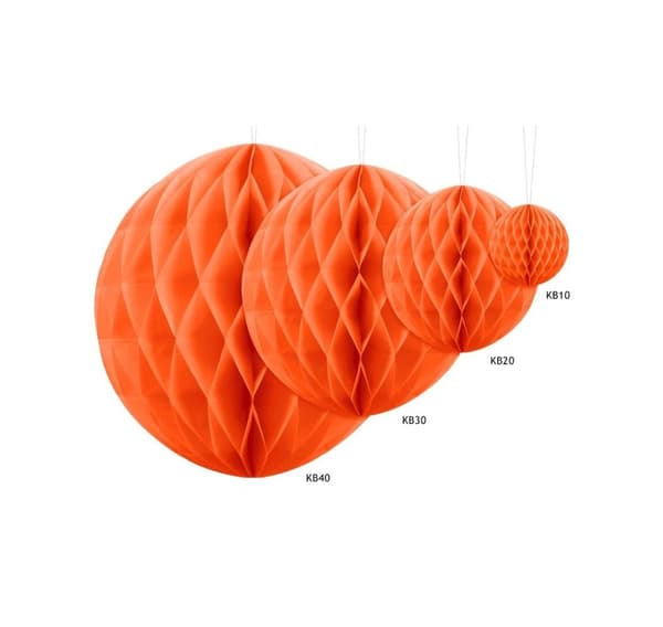 Paperikoristeet 'Hunajakennopallo oranssi' 20cm 1kpl