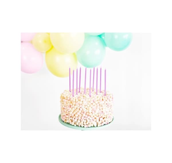 Candles 'Birthday light lilac', 12 pcs 14cm in a pack