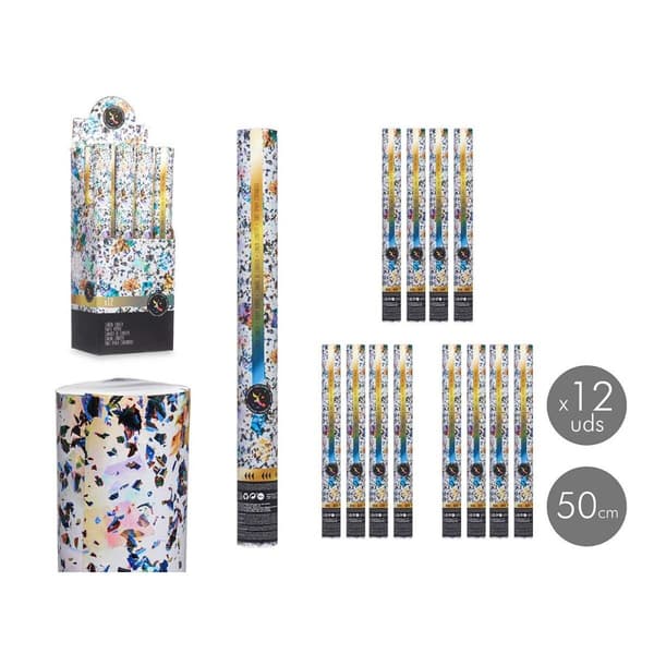 Konfettikanon XZY99A-50 Multicolour Papper Papp Plast 5 x 49 x 5 cm (12 antal)