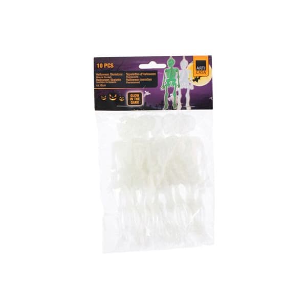 Dekoration - EDM - Paket med 10 Halloween-skelett - Lysande i mörker - 15 cm - 36 g