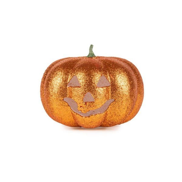 17cm Glitter Light Up Halloween Pumpkin - Orange