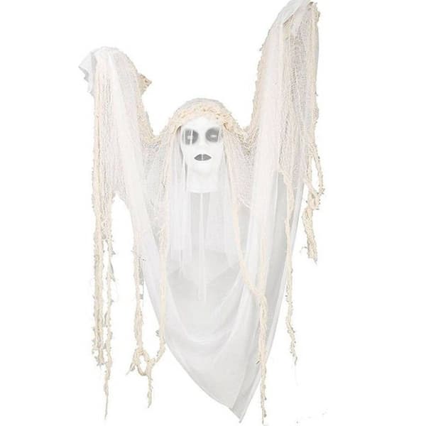 ANIMERAT SPÖKBRUD LJUD OCH LJUS 120X65CM Vit - HALLOWEEN-FESTDEKORATION