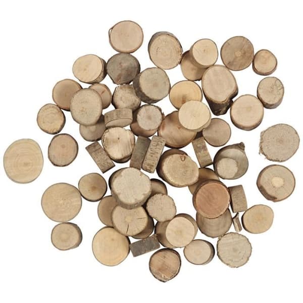 Mini dekorativa träskivor - 10 till 15 mm - 25 g