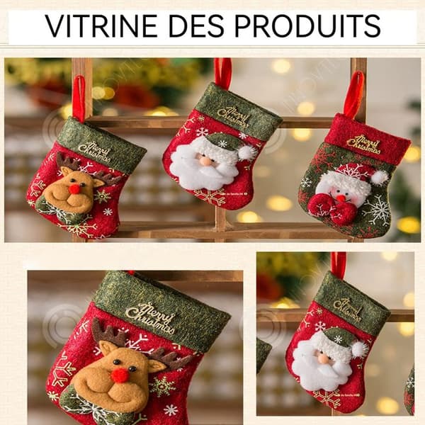 INN Ornaments set med 3 föremål festdekoration små prydnadsföremål julstrumpor söta dekorationer julklappspåse