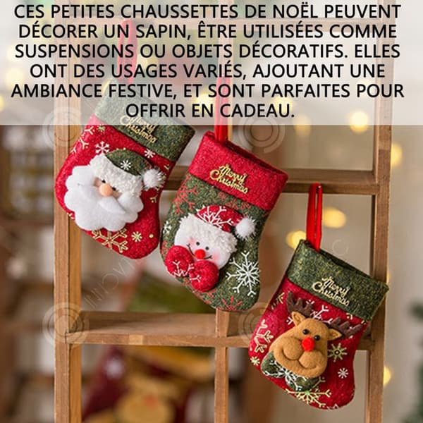 INN Ornaments set med 3 föremål festdekoration små prydnadsföremål julstrumpor söta dekorationer julklappspåse