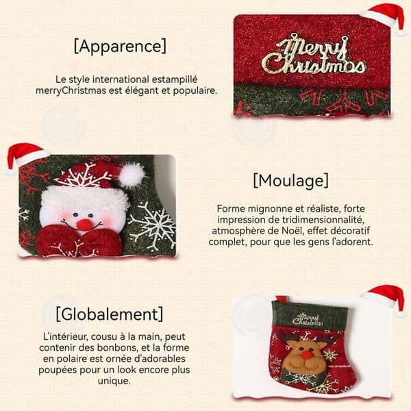 INN Ornaments set med 3 föremål festdekoration små prydnadsföremål julstrumpor söta dekorationer julklappspåse