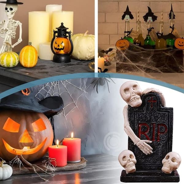 INN Ornament 9,5x6x4cm Halloween pumpa spökhus dekorationer atmosfär arrangemang mini ornament små dekorativa föremål