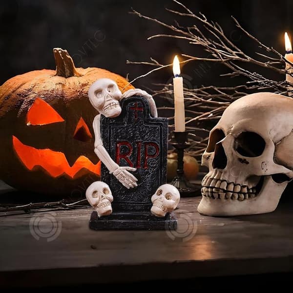 INN Ornament 9,5x6x4cm Halloween pumpa spökhus dekorationer atmosfär arrangemang mini ornament små dekorativa föremål