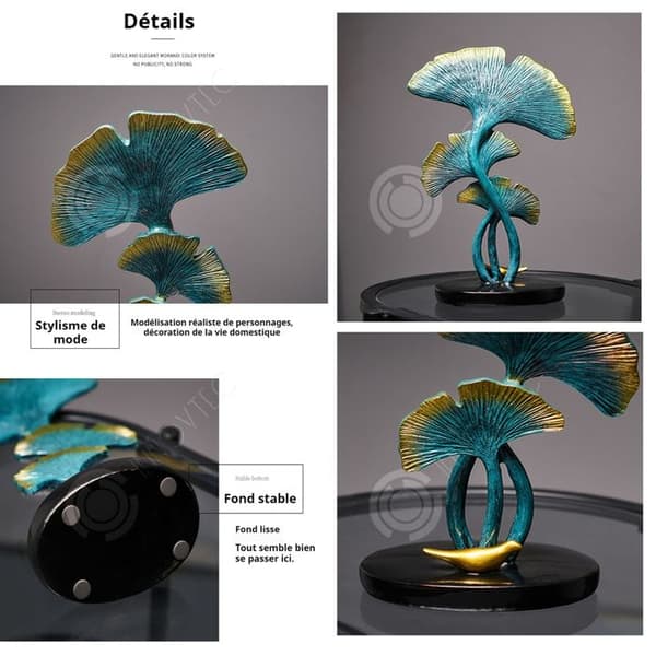 INN Ornaments 30,5x17x9cm lyxig ginkgo biloba prydnad för hemmet, vardagsrummet, tv-skåpet, kontoret etc. små dekorativa föremål