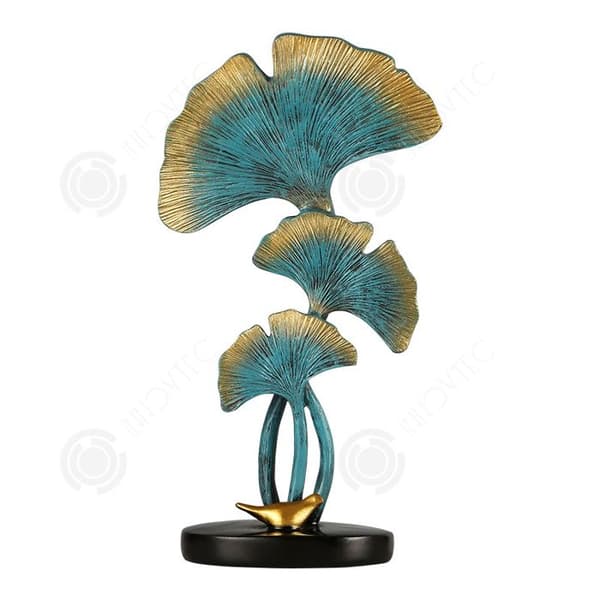 INN Ornaments 30,5x17x9cm lyxig ginkgo biloba prydnad för hemmet, vardagsrummet, tv-skåpet, kontoret etc. små dekorativa föremål