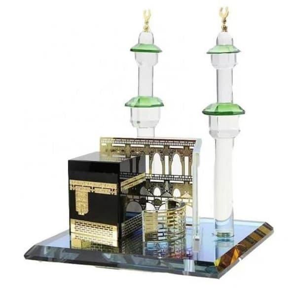 Muslimska islamiska kristallgåvor Mecka moskéminareten och Kaaba Eid-gåvor