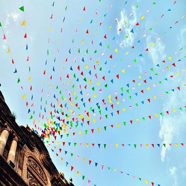 TEMPSA Multicolor Bunting Banner Triangel Hängande Bröllopsdekoration