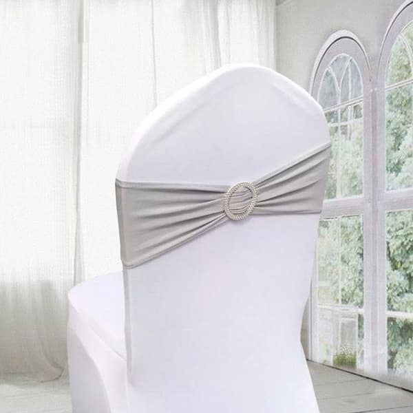 TD® Lot om 50 stycken Elastiskt stolsbågeband 14*36 cm -Stretchband Stoldekoration- Fest Bröllopskvällsdekor Grå