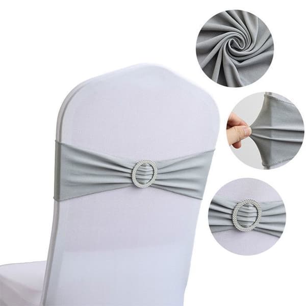 TD® Lot om 50 stycken Elastiskt stolsbågeband 14*36 cm -Stretchband Stoldekoration- Fest Bröllopskvällsdekor Grå