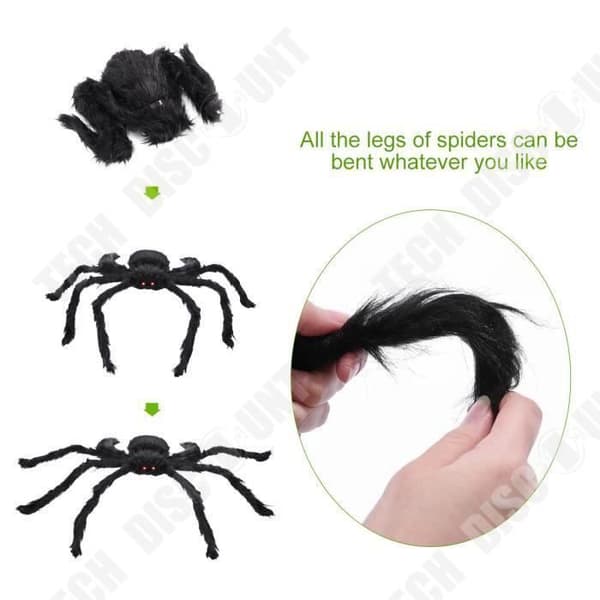 TD® Jättehårig spindeldekoration / Halloween-dekor Svart spindel 150 cm långa plyschröda ögon