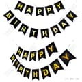 Miniatyrbild 2 av 4: TD® Happy Birthday Banner Svart och guld Grattis på födelsedagen Party Dekoration Bunting Day Dekor för flickor Pojkar Vuxna