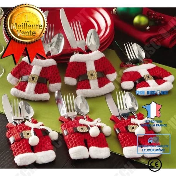 TD® Set med 6 bestickhållare i form av en jultomtekostym - Bordsdekoration - Festligt och elegant