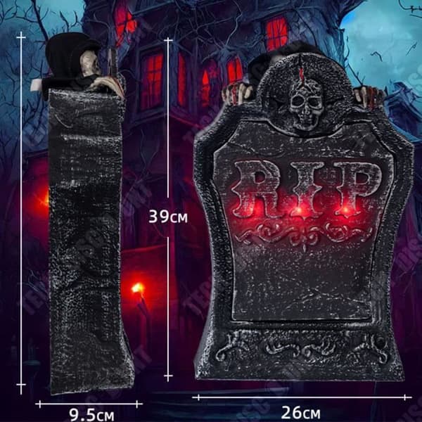 TD® Gravstenornament att lyfta 26*9.5*39cm Ljusdesign Lyftdekoration för gravstenar till Halloween