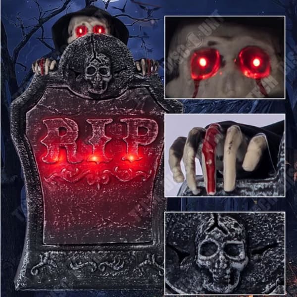 TD® Gravstenornament att lyfta 26*9.5*39cm Ljusdesign Lyftdekoration för gravstenar till Halloween