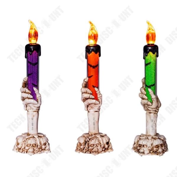 TD® Halloweenljusstake med låga 6.3*21.3cm 3st Skelettljus Skräckaccessoarer Passar för Halloween-dekoration.